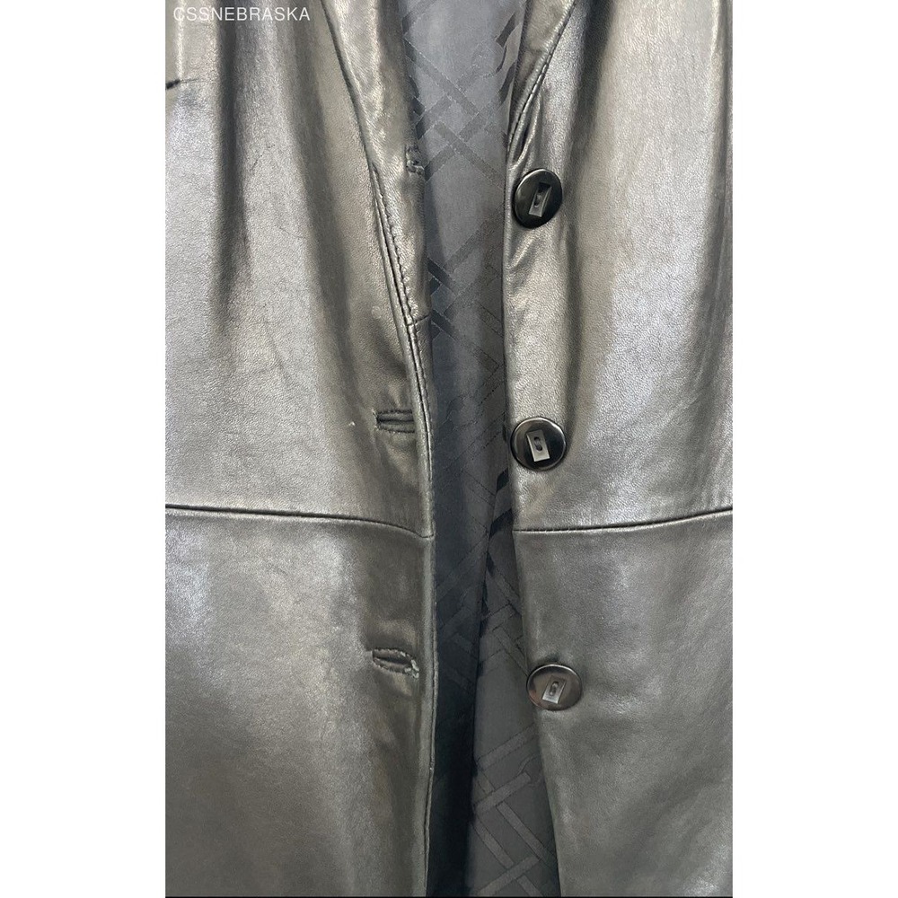 Jones New York Black Womens Jacket Black Leather Button Pockets - Size S - Picture 3 of 12